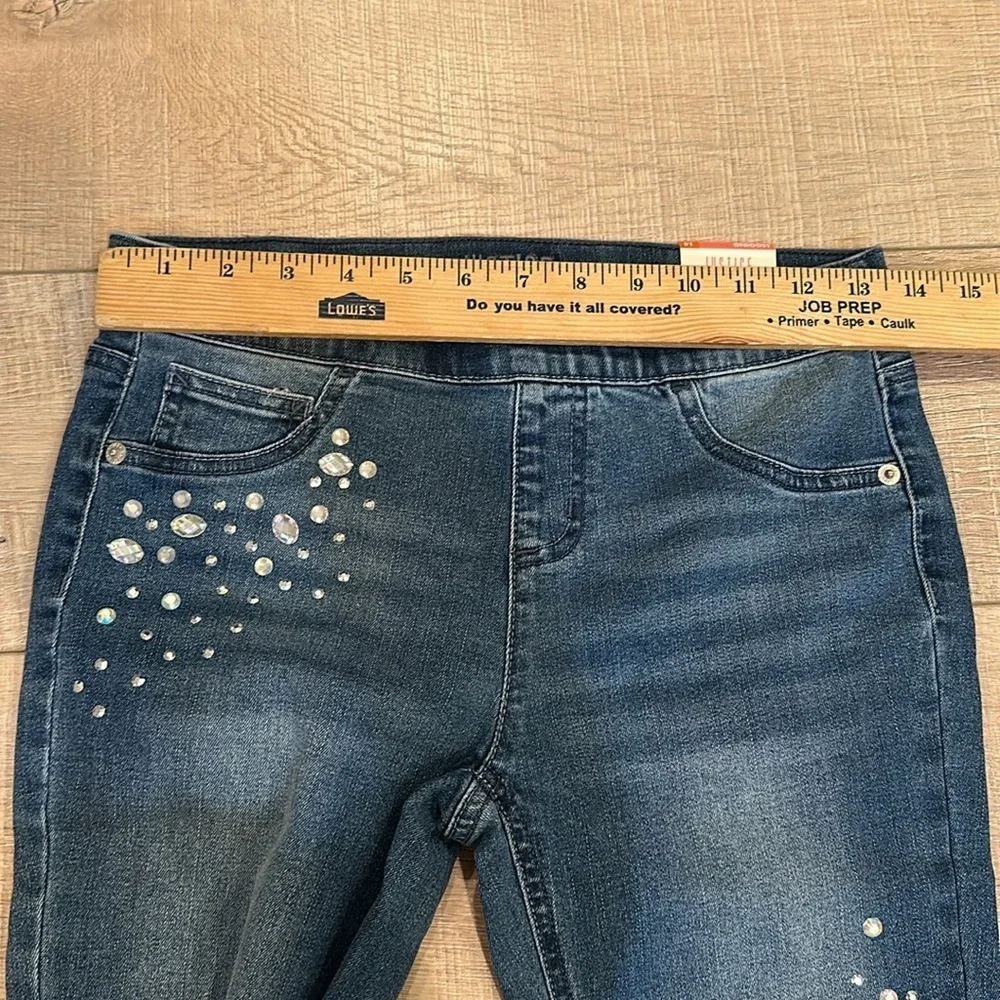 JUSTICE GIRLS PULL ON RHINESTONE DENIM LEGGINGS NEW SIZE 14 MID RISE